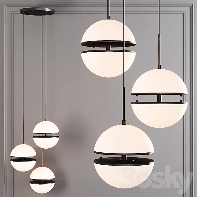Restoration Hardware HEMISPHERE 3-LIGHT ROUND CHANDELIER Black 3D Model