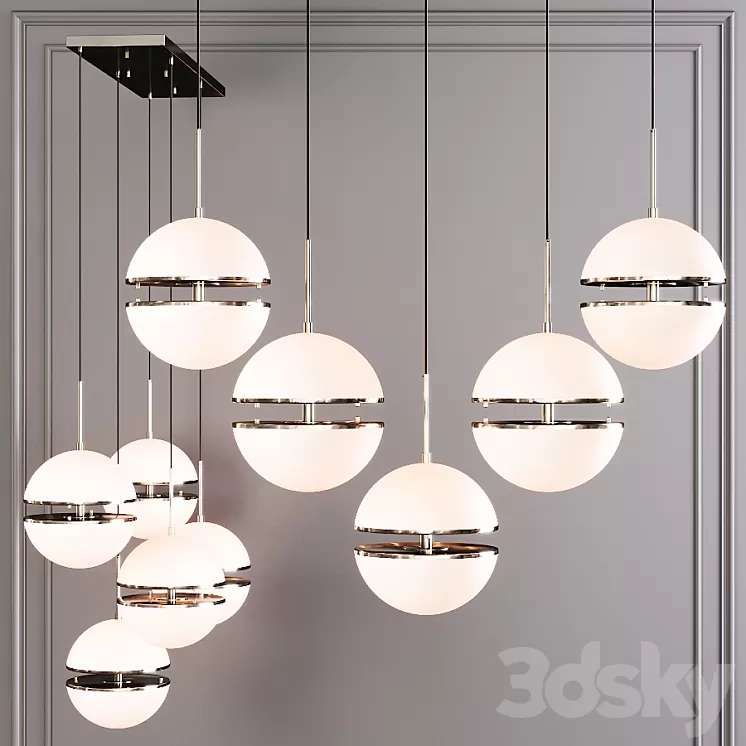 Restoration Hardware HEMISPHERE 5-LIGHT LINEAR CHANDELIER Nickel 3D Model