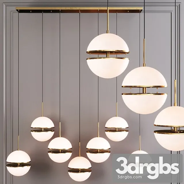Restoration hardware hemisphere 7-light linear chandelier brass 3D Model Free