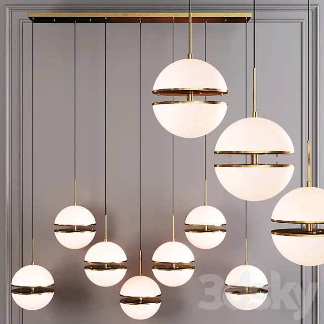Restoration Hardware HEMISPHERE 7-LIGHT LINEAR CHANDELIER Brass 3D Model