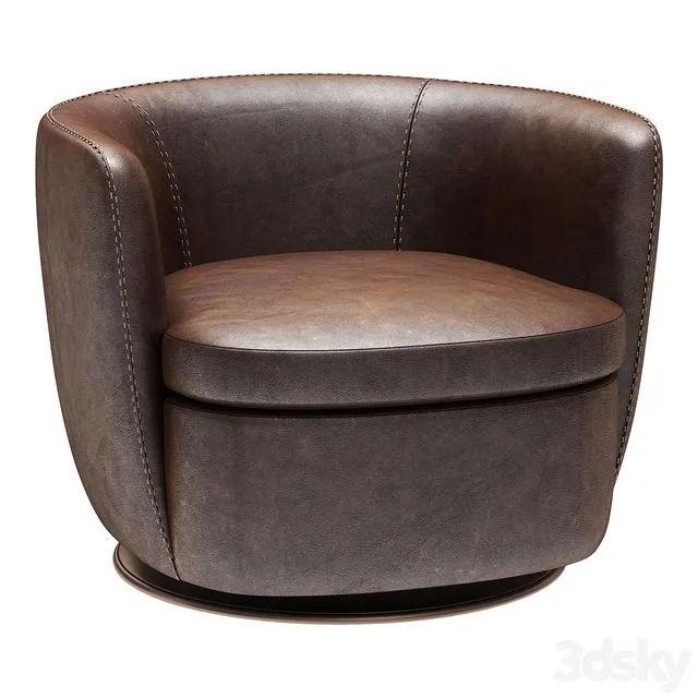 Restoration Hardware Klein Leather Swivel Chair 3D Model