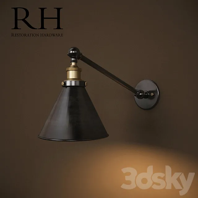 Restoration Hardware LIBRARY SCONCE SINGLE AGED STEEL 3D Model