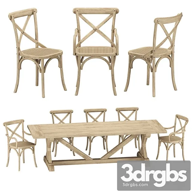 Restoration hardware - madeleine chairs with salvaged table 2 3D Model Free