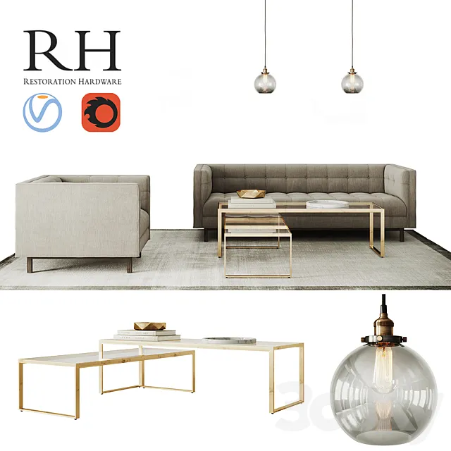 Restoration Hardware Madison sofa set 3D Model