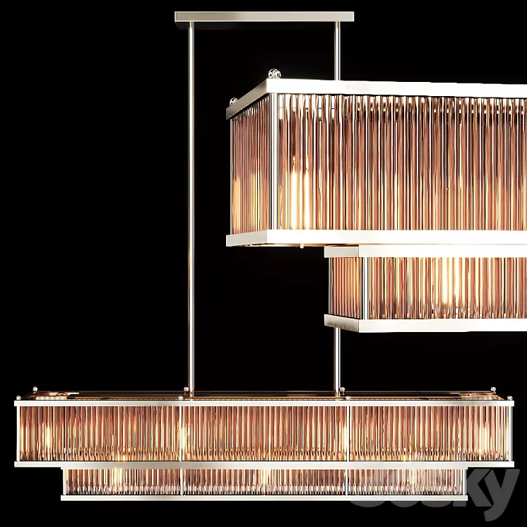 Restoration Hardware MARAIS LINEAR CHANDELIER 48 Nickel and smoke glass 3D Model