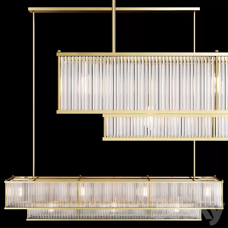 Restoration Hardware MARAIS LINEAR CHANDELIER 72 Brass 3D Model
