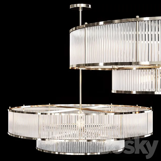 Restoration Hardware MARAIS ROUND CHANDELIER 47 Nickel 3DModel