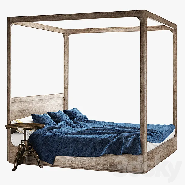 Restoration hardware martens four-poster bed 3D Model
