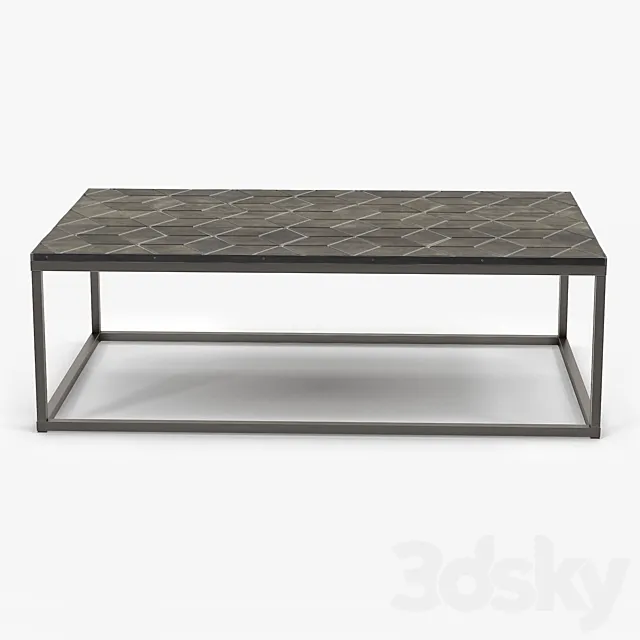 restoration hardware metall parquet coffee table 3D Model