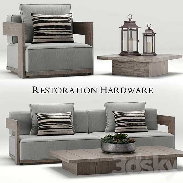 Restoration Hardware Milano teak sofa 3DModel