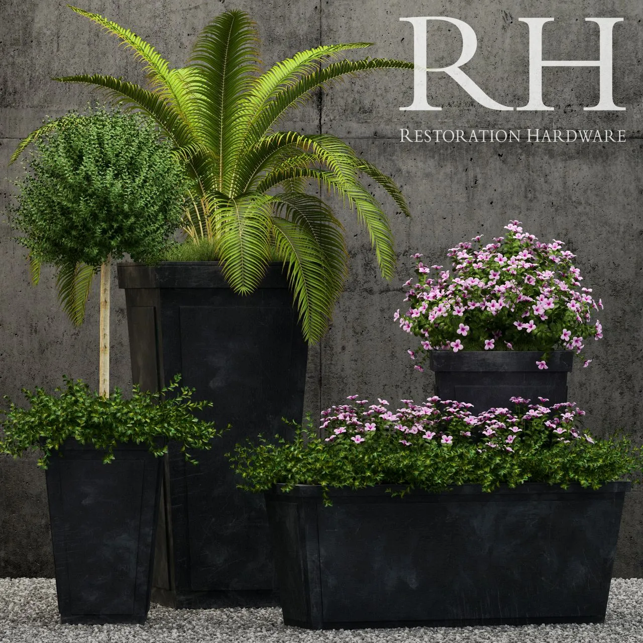 Restoration Hardware paneled sheet metal planters 3D Model