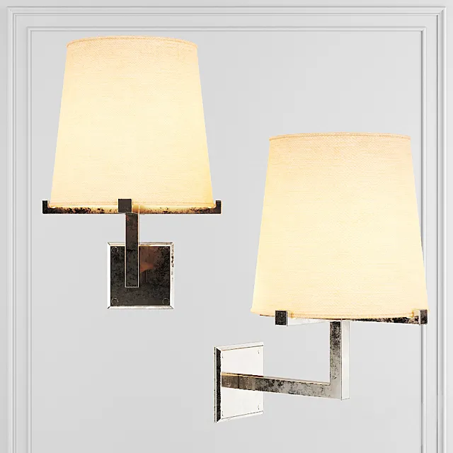 Restoration Hardware PAUILLAC GRAND SCONCE Fabric shade and Nickel 3D Model