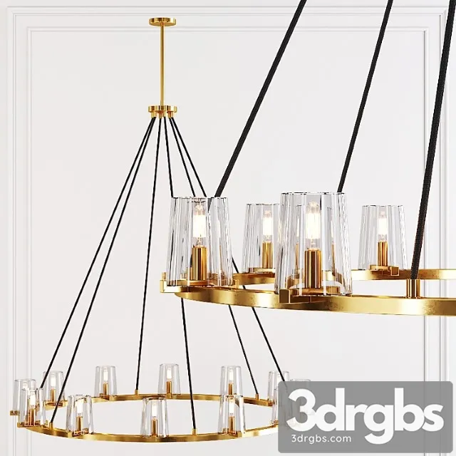 Restoration hardware pauillac round chandelier 48 glass shade and brass 3D Model Free