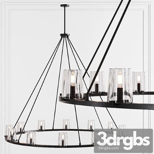 Restoration hardware pauillac round chandelier 60 glass shade and black 3D Model Free