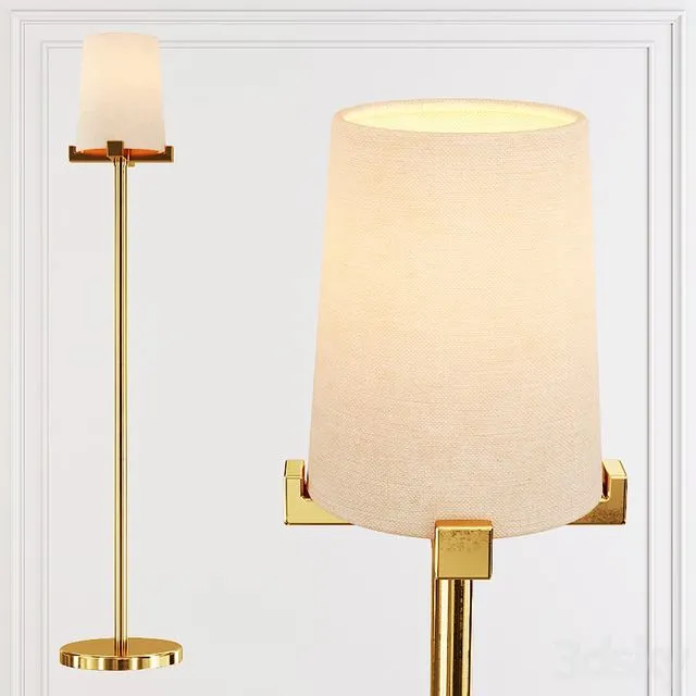 Restoration Hardware PAUILLAC TABLE LAMP Fabric shade and Brass 3D Model