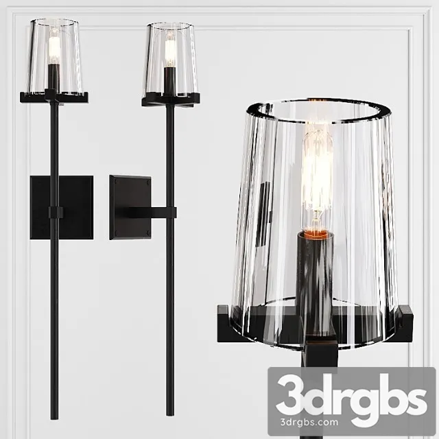 Restoration hardware pauillac torche sconce glass shade and black 3D Model Free