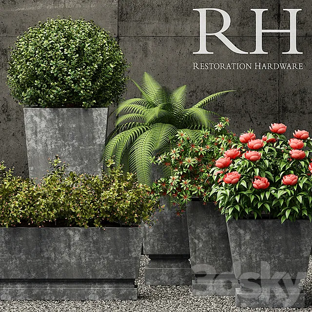 Restoration Hardware pedestal sheet metal planters Free Download