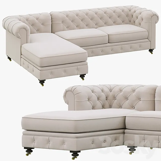 Restoration Hardware Petite Kensington Upholstered Left-Arm Chaise Sectional 3DModel