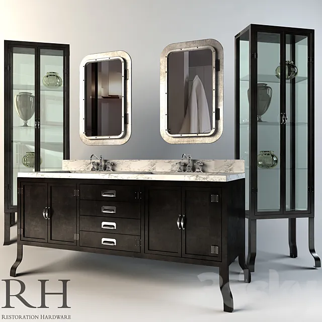Restoration Hardware Pharmacy Collection Black 3DModel