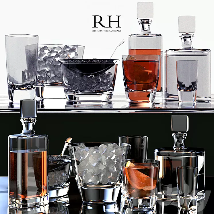 Restoration Hardware Pierpont Barware Collection 3D Model