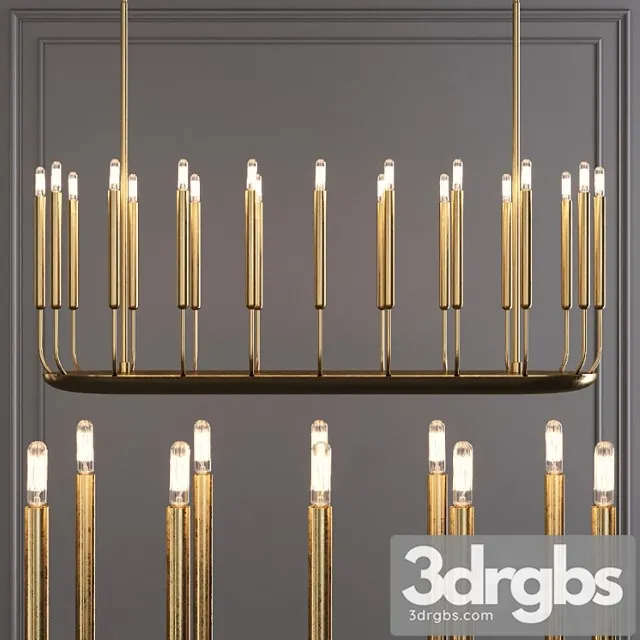Restoration hardware quenouilles linear chandelier 50 brass 3D Model Free