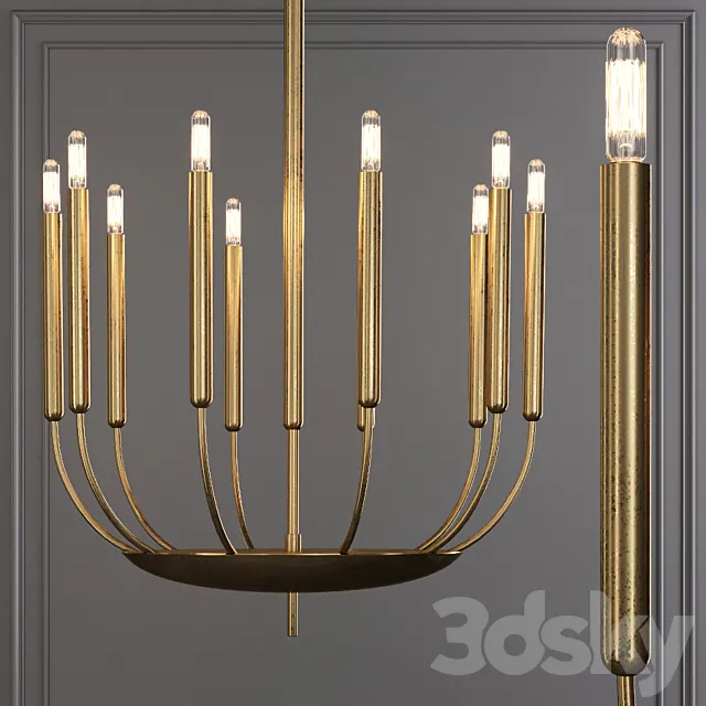 Restoration Hardware QUENOUILLES ROUND CHANDELIER 24 Brass 3D Model