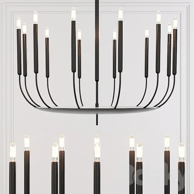 Restoration Hardware QUENOUILLES ROUND CHANDELIER 36 Black 3D Model