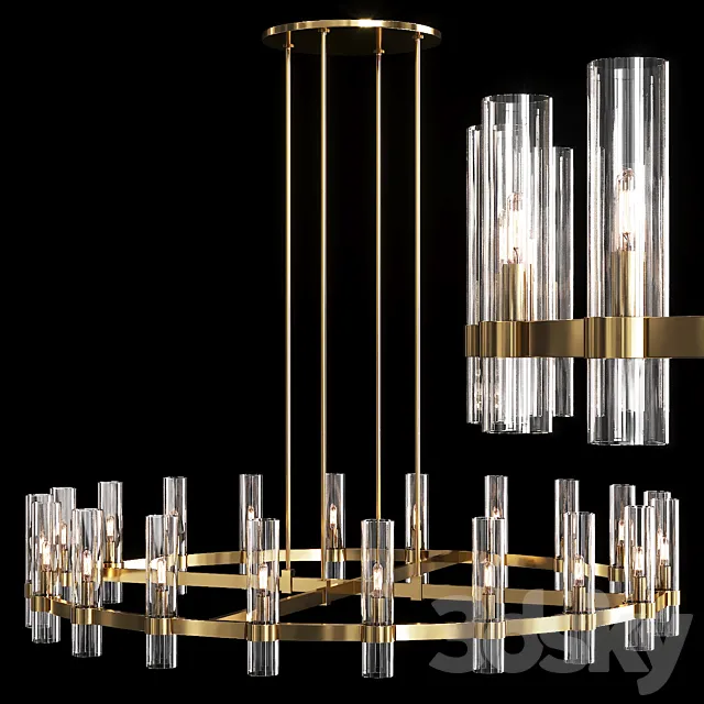 Restoration Hardware RAVELLE ROUND CHANDELIER 60 Brass 3D Model
