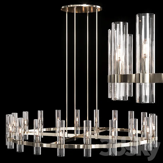 Restoration Hardware RAVELLE ROUND CHANDELIER 60 Nickel 3D Model