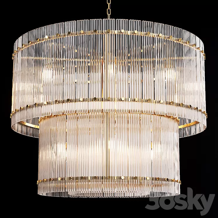 Restoration Hardware SAN MARCO 2-TIER ROUND CHANDELIER 36 Brass 3D Model