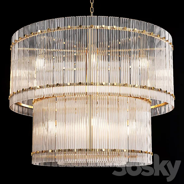 Restoration Hardware SAN MARCO 2-TIER ROUND CHANDELIER 36 Brass 3DModel
