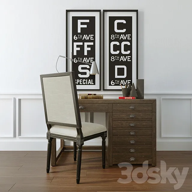 Restoration Hardware set of furniture 3D Model