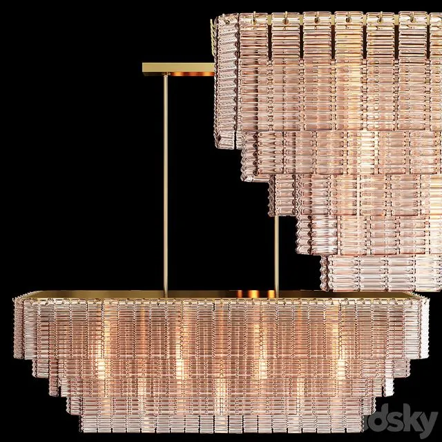Restoration Hardware SIRENE LINEAR CHANDELIER 54 Brass Clear Glass 3D Model