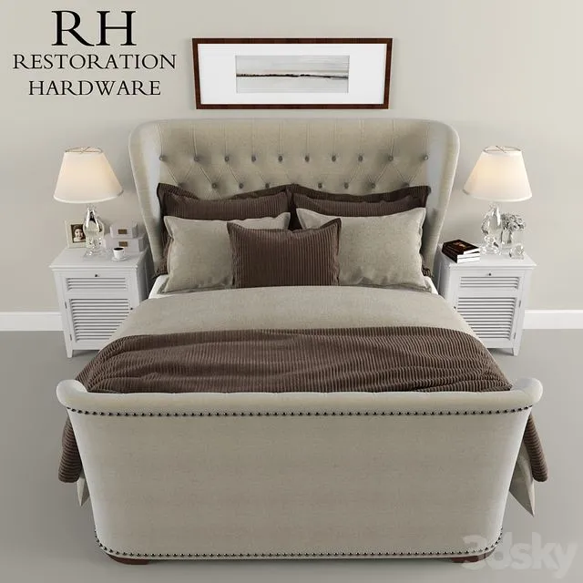 Restoration Hardware Sleigh Churchill Fabric bed 3D Model