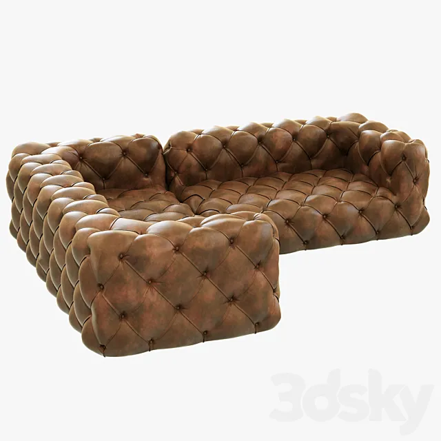 Restoration Hardware Soho Tufted Leather Corner Sectional 3D Model