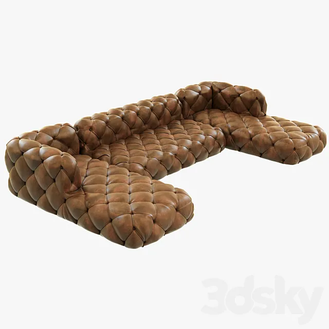 Restoration Hardware Soho Tufted Leather U-Chaise Sectional 3DModel