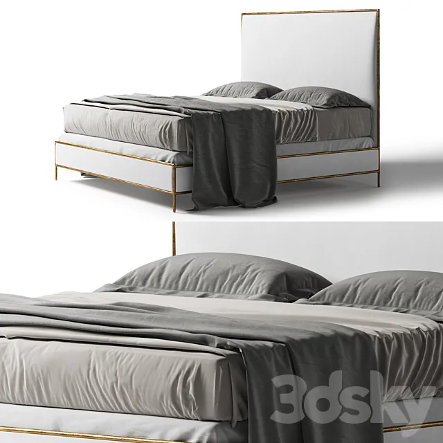 Restoration Hardware Thaddeus leather bed white 3D Model