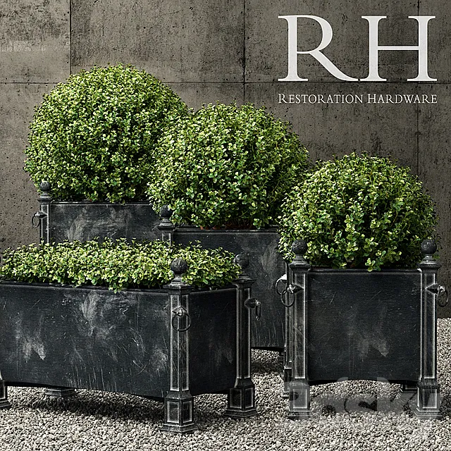 Restoration Hardware versailles weathered zinc planters 3D Model