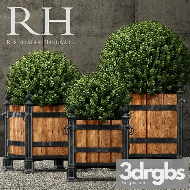 Restoration Hardware Versailles Wood Panel Planters 1 3D Model Free