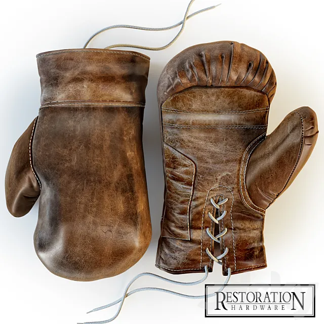 Restoration Hardware Vintage Leather Boxing Gloves 3D Model
