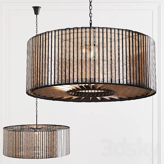 Restoration Hardware VITTI MIRRORED DRUM CHANDELIER 36 Iron 3D Model