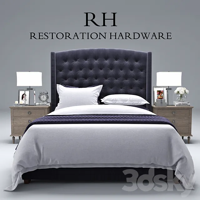 Restoration Hardware Warner Fabric Tufted bed 3DModel