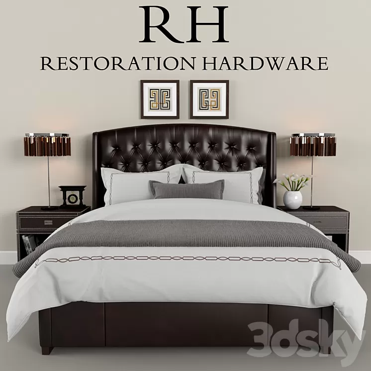 Restoration Hardware Warner Leather bed 3D Model