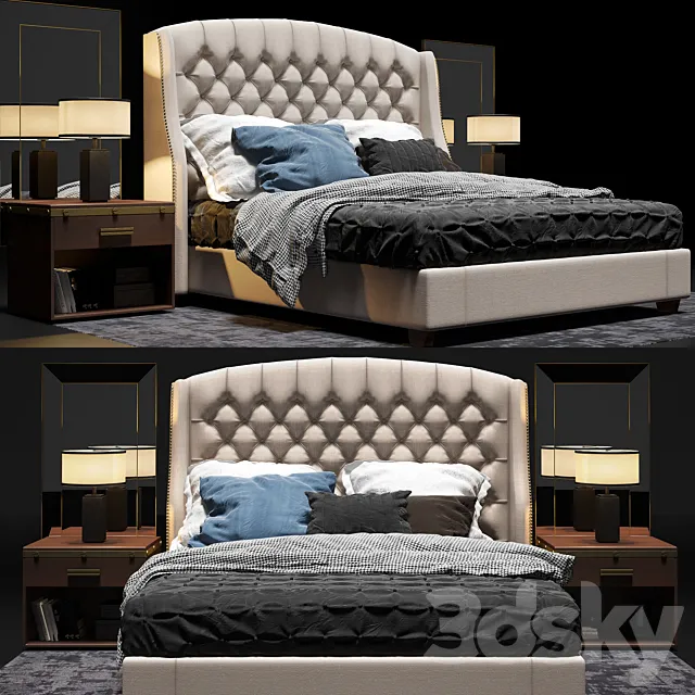 Restoration Hardware Warner Tufted Bed 3DModel