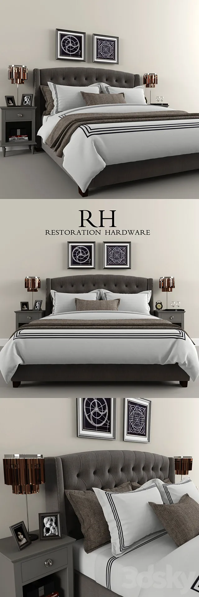 Restoration Hardware Warner Tufted bed 3DModel
