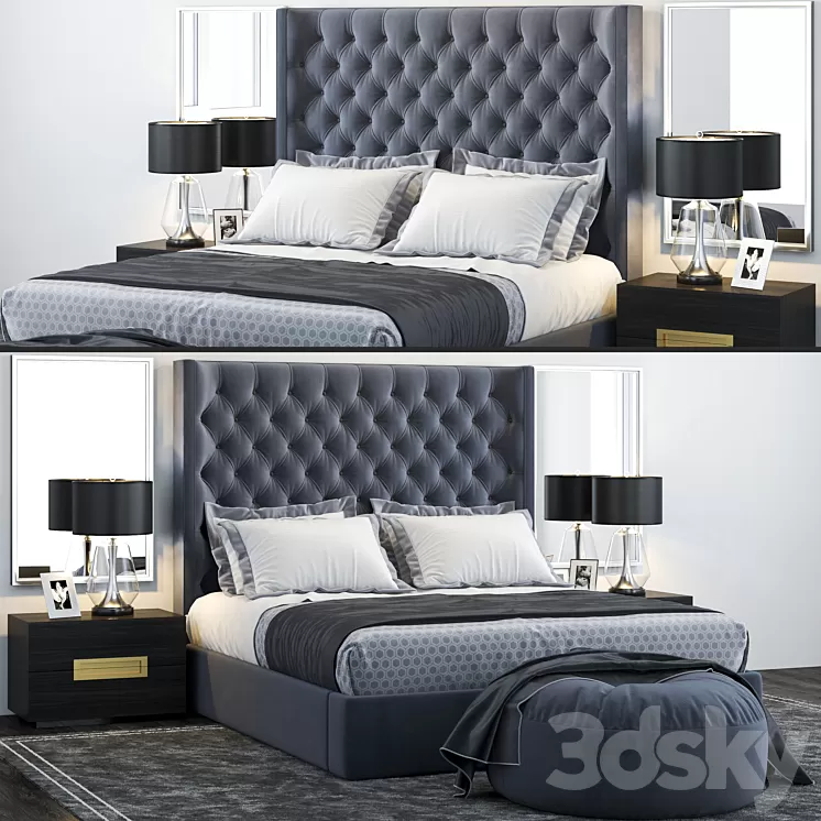 Restoration Hardware Zadie Tufted Bed 3D Model