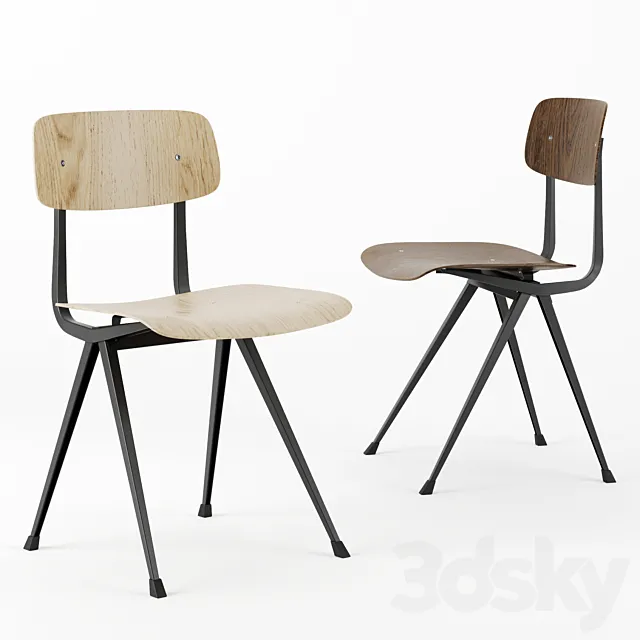 Result chair by HAY in oak and smoked oak 3D Model