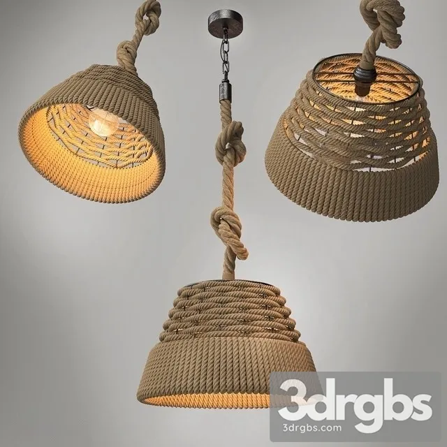 Retro Industrial Vintage Loft Hemp Rope Pendant 3D Model Free