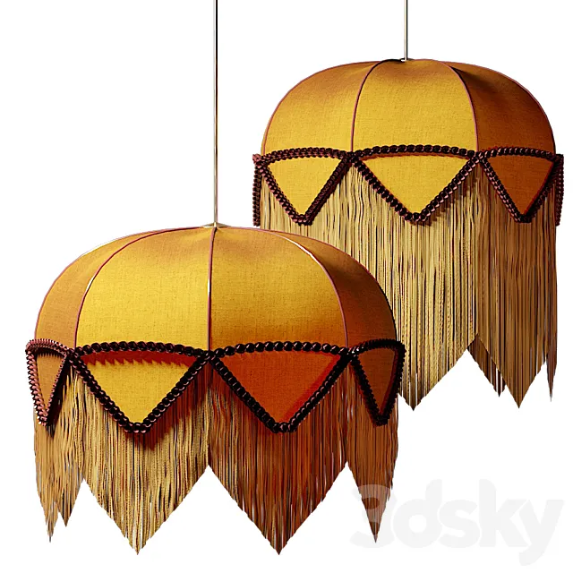 Retro lampshade fabric with muslin 3D Model