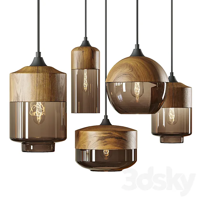 Retro Loft Glass Hanging Light 3D Model